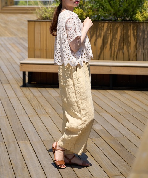 PUAL CE CIN(ピュアルセシン)の「カギ針編み調レースブラウス(シャツ/ブラウス・レディース・グレー/ベージュ/ブラック・FREE)」の14枚目の写真