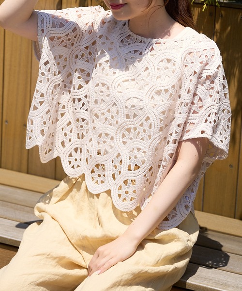 PUAL CE CIN(ピュアルセシン)の「カギ針編み調レースブラウス(シャツ/ブラウス・レディース・グレー/ベージュ/ブラック・FREE)」の19枚目の写真