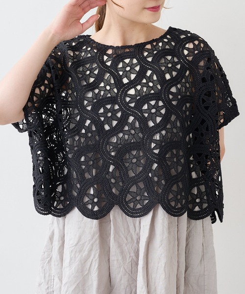 PUAL CE CIN(ピュアルセシン)の「カギ針編み調レースブラウス(シャツ/ブラウス・レディース・グレー/ベージュ/ブラック・FREE)」の13枚目の写真