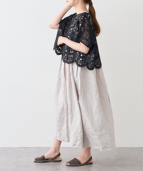 PUAL CE CIN(ピュアルセシン)の「カギ針編み調レースブラウス(シャツ/ブラウス・レディース・グレー/ベージュ/ブラック・FREE)」の16枚目の写真