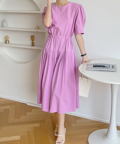 セール Fd ラウンドネックウエストパフスリーブプリーツワンピース ワンピース Fd Style エフディ スタイル のファッション通販 Zozotown