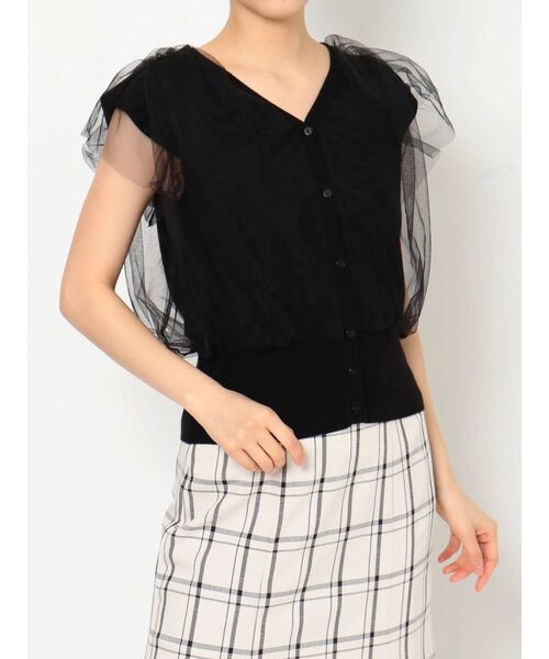 dazzlin（ダズリン）の「チュールベールニットトップス（ニット/セーター・レディース・ブラック/ベージュ/オフホワイト/ピンク・FREE）」の3枚目の写真