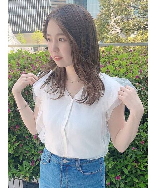 dazzlin（ダズリン）の「チュールベールニットトップス（ニット/セーター・レディース・ブラック/ベージュ/オフホワイト/ピンク・FREE）」の6枚目の写真