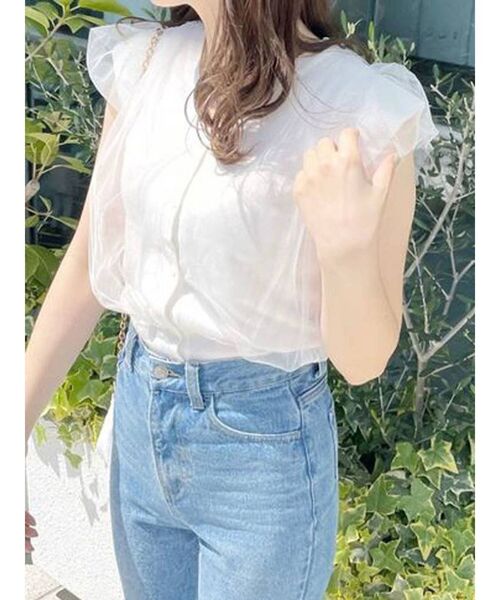 dazzlin（ダズリン）の「チュールベールニットトップス（ニット/セーター・レディース・ブラック/ベージュ/オフホワイト/ピンク・FREE）」の8枚目の写真