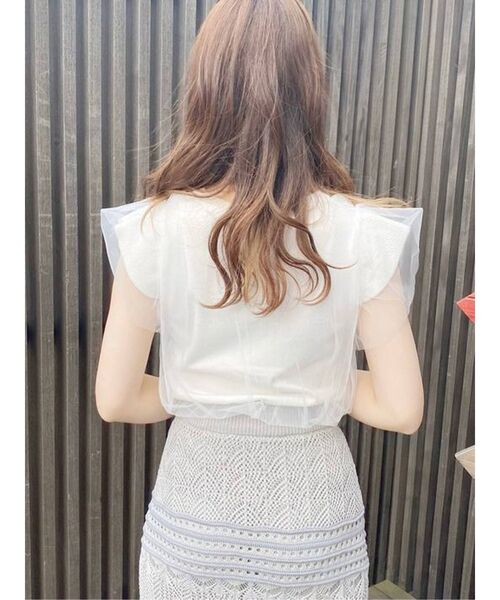 dazzlin（ダズリン）の「チュールベールニットトップス（ニット/セーター・レディース・ブラック/ベージュ/オフホワイト/ピンク・FREE）」の11枚目の写真