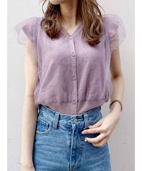 dazzlin（ダズリン）の「チュールベールニットトップス（ニット/セーター・レディース・ブラック/ベージュ/オフホワイト/ピンク・FREE）」の13枚目の写真