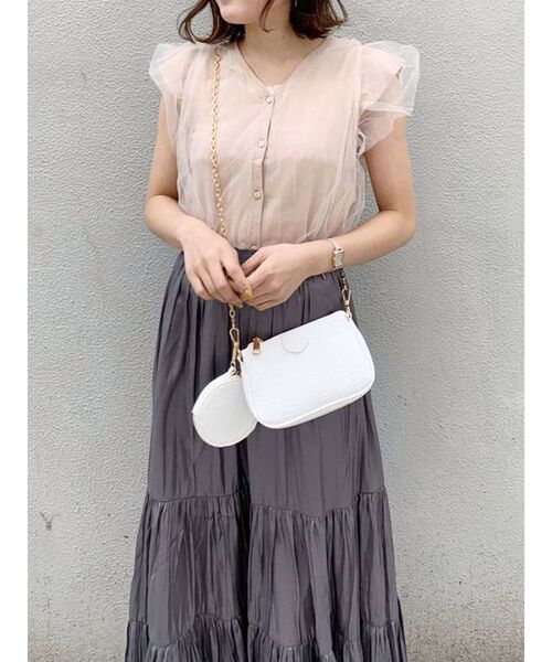 dazzlin（ダズリン）の「チュールベールニットトップス（ニット/セーター・レディース・ブラック/ベージュ/オフホワイト/ピンク・FREE）」の17枚目の写真