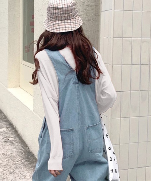 DAY CLOSET（デイ クローゼット）の「レディース マニッシュオーバーオールデニムサロペット（サロペット/オーバーオール・レディース・ライトブルー/ブルー・S/M/L）」の12枚目の写真