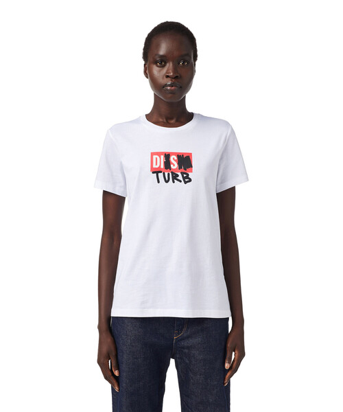 DIESEL(ディーゼル)の「レディース Tシャツ レギュラーフィット 半袖 ロゴ ボックスロゴ グラフィック(Tシャツ/カットソー・レディース・ホワイト/ブラック・SMALL/MEDIUM/X-SMALL/LARGE)」の18枚目の写真