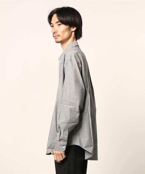 XU(エックスユー)の「【XU/エックスユー】over sized stripe long sleeve shirt/オーバー サイズ ストライプ ロング スリーブ ティー ビッグシルエット ロング シャツ(シャツ/ブラウス・メンズ・ホワイト/ブラック/ブルー・M)」の17枚目の写真