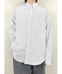【XU/エックスユー】over sized stripe long sleeve shirt/オーバー サイズ ストライプ ロング スリーブ ティー ビッグシルエット ロング シャツ