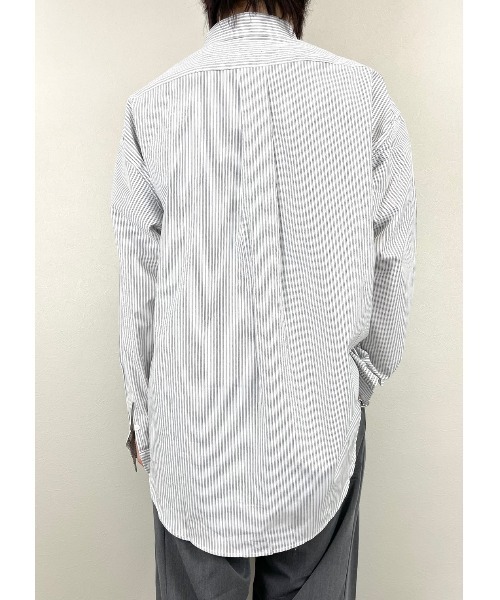 XU(エックスユー)の「【XU/エックスユー】over sized stripe long sleeve shirt/オーバー サイズ ストライプ ロング スリーブ ティー ビッグシルエット ロング シャツ(シャツ/ブラウス・メンズ・ホワイト/ブラック/ブルー・M)」の10枚目の写真