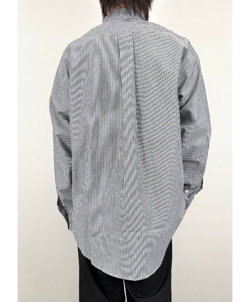 XU(エックスユー)の「【XU/エックスユー】over sized stripe long sleeve shirt/オーバー サイズ ストライプ ロング スリーブ ティー ビッグシルエット ロング シャツ(シャツ/ブラウス・メンズ・ホワイト/ブラック/ブルー・M)」の14枚目の写真
