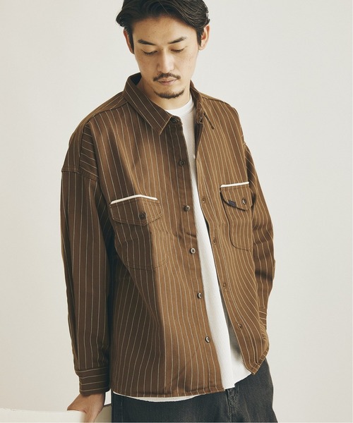 Lee（リー）の「【Lee×JOURNAL STANDARD / リー】別注 WORK STRIPE シャツ（シャツ/ブラウス・メンズ・ブラウン/ネイビー/グリーン・LARGE/MEDIUM）」の16枚目の写真