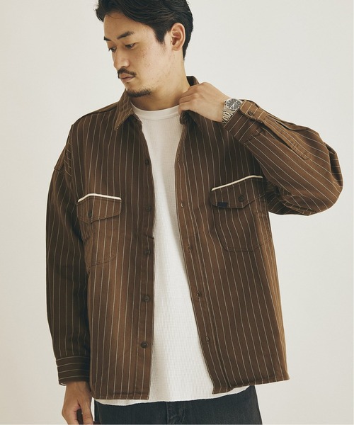 Lee（リー）の「【Lee×JOURNAL STANDARD / リー】別注 WORK STRIPE シャツ（シャツ/ブラウス・メンズ・ブラウン/ネイビー/グリーン・LARGE/MEDIUM）」の17枚目の写真