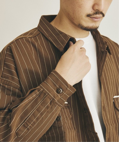 Lee（リー）の「【Lee×JOURNAL STANDARD / リー】別注 WORK STRIPE シャツ（シャツ/ブラウス・メンズ・ブラウン/ネイビー/グリーン・LARGE/MEDIUM）」の18枚目の写真