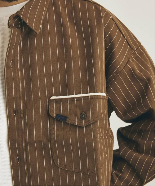 Lee（リー）の「【Lee×JOURNAL STANDARD / リー】別注 WORK STRIPE シャツ（シャツ/ブラウス・メンズ・ブラウン/ネイビー/グリーン・LARGE/MEDIUM）」の20枚目の写真
