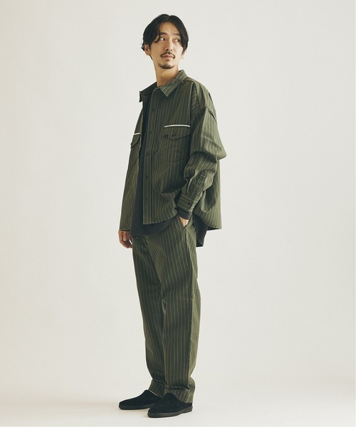 Lee（リー）の「【Lee×JOURNAL STANDARD / リー】別注 WORK STRIPE シャツ（シャツ/ブラウス・メンズ・ブラウン/ネイビー/グリーン・LARGE/MEDIUM）」の22枚目の写真