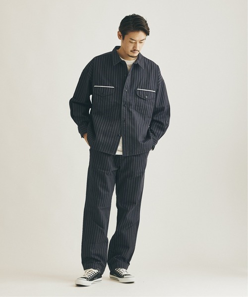 Lee（リー）の「【Lee×JOURNAL STANDARD / リー】別注 WORK STRIPE シャツ（シャツ/ブラウス・メンズ・ブラウン/ネイビー/グリーン・LARGE/MEDIUM）」の4枚目の写真
