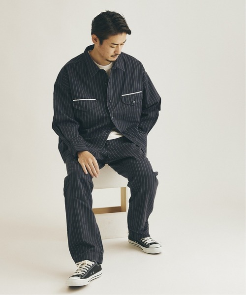 Lee（リー）の「【Lee×JOURNAL STANDARD / リー】別注 WORK STRIPE シャツ（シャツ/ブラウス・メンズ・ブラウン/ネイビー/グリーン・LARGE/MEDIUM）」の7枚目の写真
