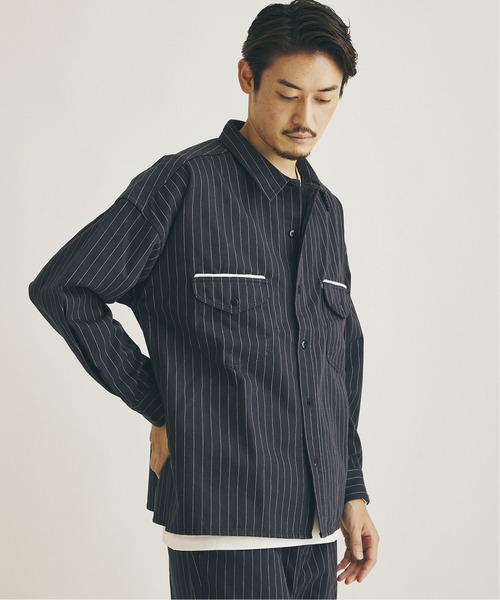 Lee（リー）の「【Lee×JOURNAL STANDARD / リー】別注 WORK STRIPE シャツ（シャツ/ブラウス・メンズ・ブラウン/ネイビー/グリーン・LARGE/MEDIUM）」の9枚目の写真