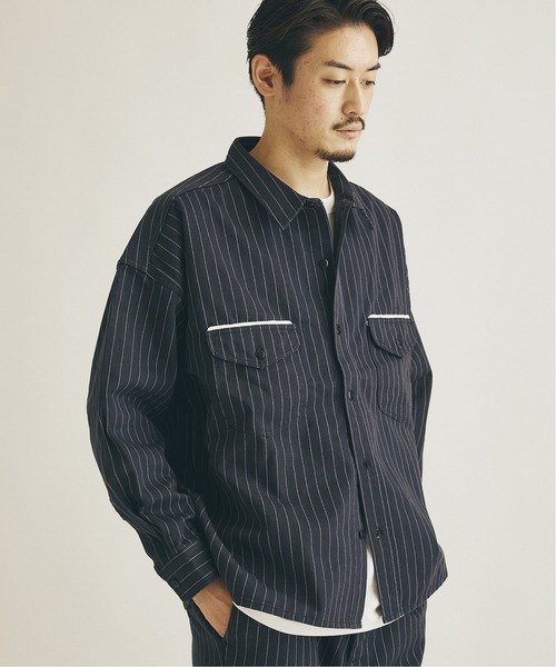 Lee（リー）の「【Lee×JOURNAL STANDARD / リー】別注 WORK STRIPE シャツ（シャツ/ブラウス・メンズ・ブラウン/ネイビー/グリーン・LARGE/MEDIUM）」の10枚目の写真