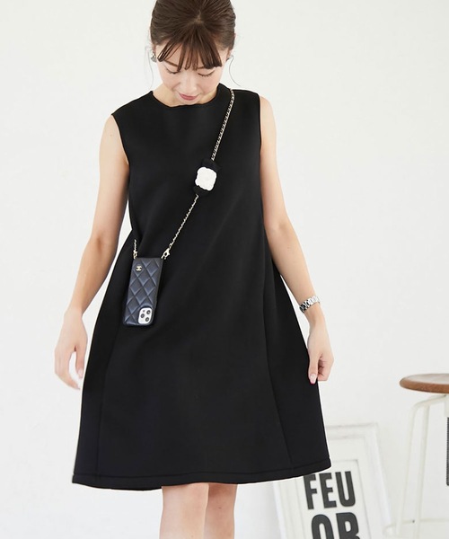 M y u（ミュー）の「バックリボンボンディングノースリーブワンピース（ワンピース・レディース・ブラック/ブラック×ホワイト・SMALL/MEDIUM）」の7枚目の写真