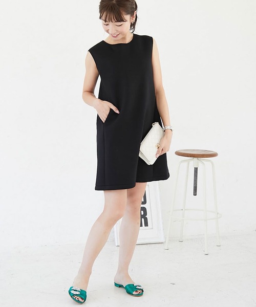 M y u（ミュー）の「バックリボンボンディングノースリーブワンピース（ワンピース・レディース・ブラック/ブラック×ホワイト・SMALL/MEDIUM）」の13枚目の写真