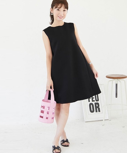 M y u（ミュー）の「バックリボンボンディングノースリーブワンピース（ワンピース・レディース・ブラック/ブラック×ホワイト・SMALL/MEDIUM）」の8枚目の写真