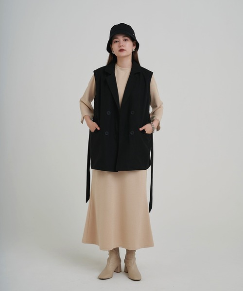 TINA:JOJUN(ティーナジョジュン)の「ハイウエスト マーメイドワンピース TINA:JOJUN(ワンピース・レディース・ダークグレー/ライトベージュ・M)」の3枚目の写真