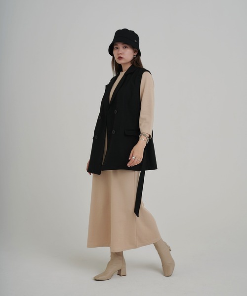 TINA:JOJUN(ティーナジョジュン)の「ハイウエスト マーメイドワンピース TINA:JOJUN(ワンピース・レディース・ダークグレー/ライトベージュ・M)」の5枚目の写真