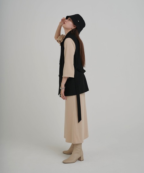 TINA:JOJUN(ティーナジョジュン)の「ハイウエスト マーメイドワンピース TINA:JOJUN(ワンピース・レディース・ダークグレー/ライトベージュ・M)」の8枚目の写真