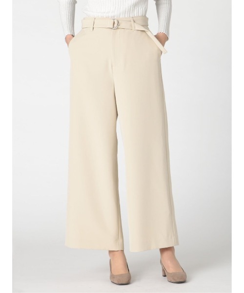 m.f.editorial(エムエフエディトリアル)の「エムエフエディトリアルレディース/m.f.editorial:Women ストレッチ ベルト付 ノータックワイドパンツ(その他パンツ・レディース・ライトグレー/ブラウン・MEDIUM/LARGE)」の1枚目の写真
