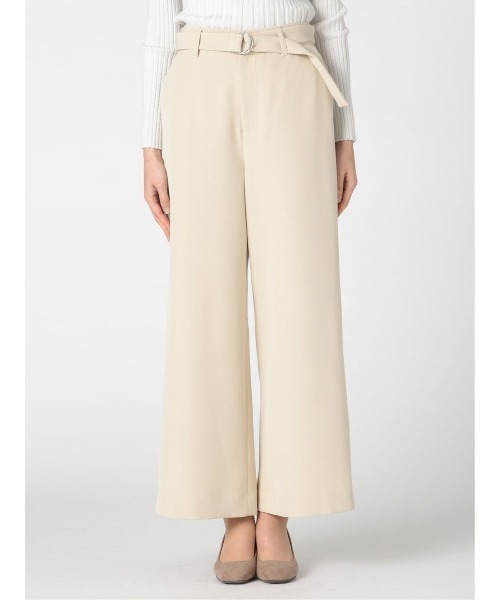 m.f.editorial(エムエフエディトリアル)の「エムエフエディトリアルレディース/m.f.editorial:Women ストレッチ ベルト付 ノータックワイドパンツ(その他パンツ・レディース・ライトグレー/ブラウン・MEDIUM/LARGE)」の3枚目の写真
