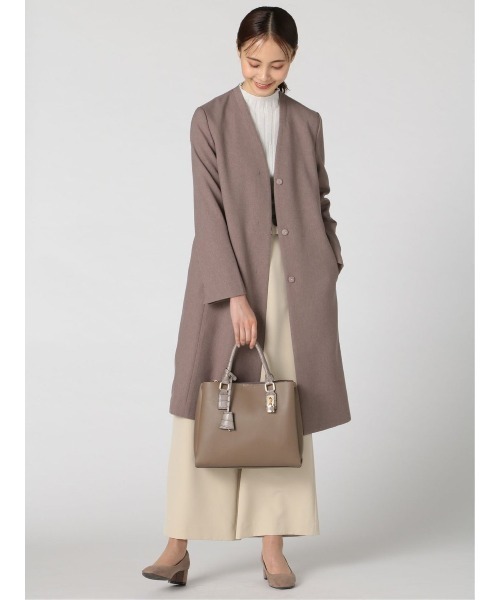 m.f.editorial(エムエフエディトリアル)の「エムエフエディトリアルレディース/m.f.editorial:Women ストレッチ ベルト付 ノータックワイドパンツ(その他パンツ・レディース・ライトグレー/ブラウン・MEDIUM/LARGE)」の12枚目の写真