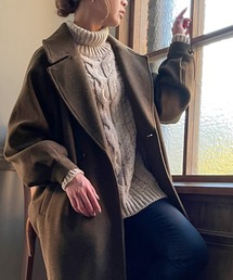 junoah | ビッグカラー袖タックロングコート(チェスターコート)
