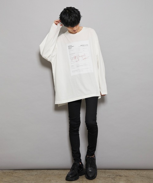 JUNRED（ジュンレッド）の「【tai×JUNRed】カルテプリントワイドスリットカットソー（Tシャツ/カットソー・メンズ・ブラック/ホワイト・L/FREE/M/S）」の3枚目の写真