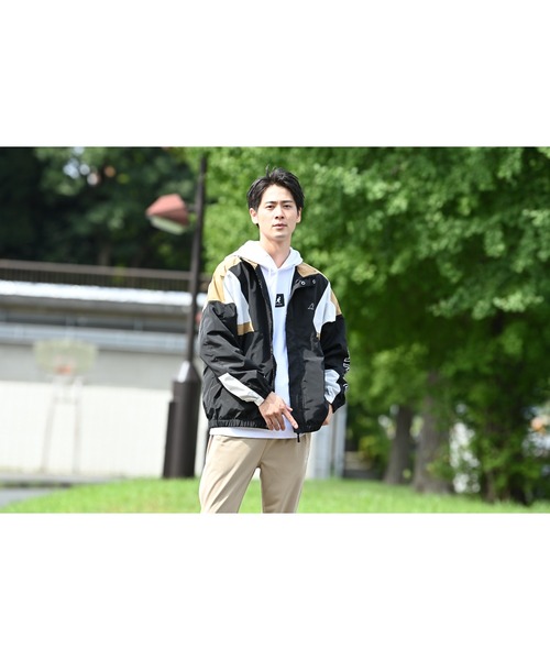 KANGOL（カンゴール）の「KANGOL カンゴール 配色切替 トラックジャケット ビックシルエット（ナイロンジャケット・メンズ・グリーン/ベージュ・M/L/XL）」の8枚目の写真