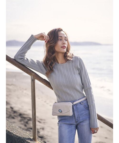 To the sea(トゥーザシー)の「ランダムリブバックオープンニットトップス(ニット/セーター・レディース・アイボリー/ミント/ベージュ・FREE)」の13枚目の写真