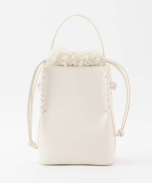 ROPE'(ロペ)の「【ボア巾着取り外し可能】ファーリードロストバケットミニショルダーバッグ(ショルダーバッグ・レディース・オフホワイト/イエロー・FREE)」の4枚目の写真