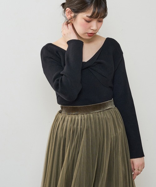 natural couture(ナチュラルクチュール)の「【WEB限定】2WAYねじねじカシュクールニット(ニット/セーター・レディース・ブラック/グレー/アイボリー/ピンクベージュ・FREE)」の17枚目の写真