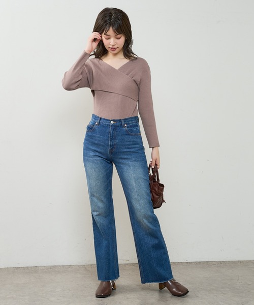 natural couture(ナチュラルクチュール)の「【WEB限定】2WAYねじねじカシュクールニット(ニット/セーター・レディース・ブラック/グレー/アイボリー/ピンクベージュ・FREE)」の9枚目の写真