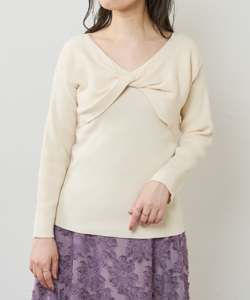 natural couture(ナチュラルクチュール)の「【WEB限定】2WAYねじねじカシュクールニット(ニット/セーター・レディース・ブラック/グレー/アイボリー/ピンクベージュ・FREE)」の21枚目の写真