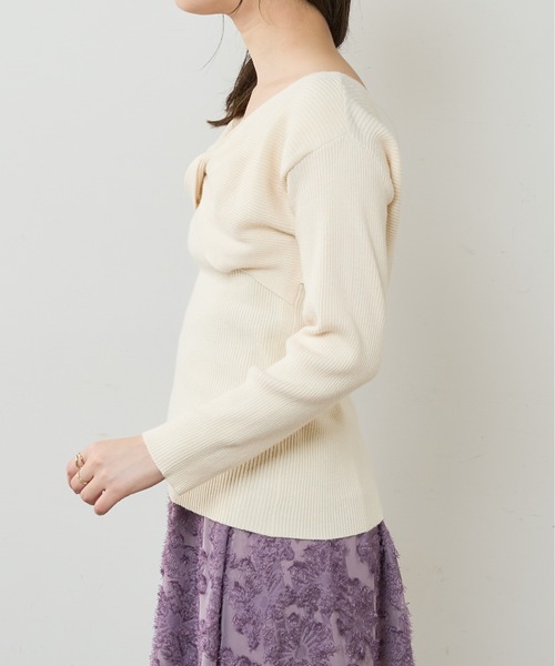 natural couture(ナチュラルクチュール)の「【WEB限定】2WAYねじねじカシュクールニット(ニット/セーター・レディース・ブラック/グレー/アイボリー/ピンクベージュ・FREE)」の18枚目の写真