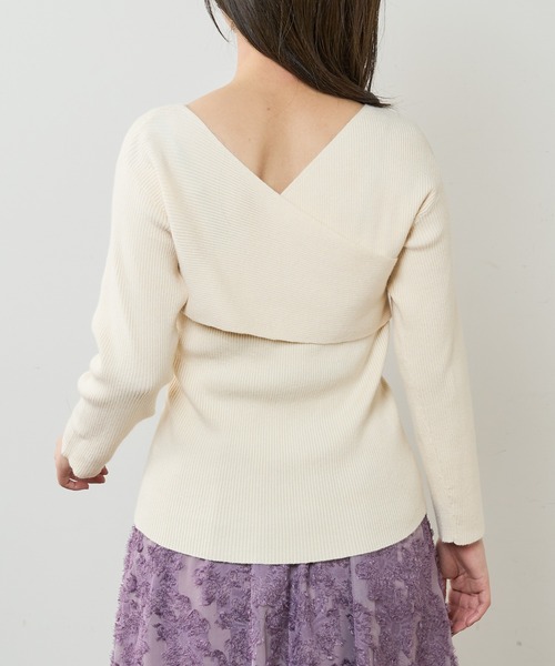 natural couture(ナチュラルクチュール)の「【WEB限定】2WAYねじねじカシュクールニット(ニット/セーター・レディース・ブラック/グレー/アイボリー/ピンクベージュ・FREE)」の13枚目の写真