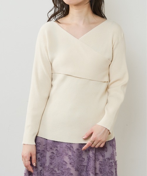 natural couture(ナチュラルクチュール)の「【WEB限定】2WAYねじねじカシュクールニット(ニット/セーター・レディース・ブラック/グレー/アイボリー/ピンクベージュ・FREE)」の19枚目の写真