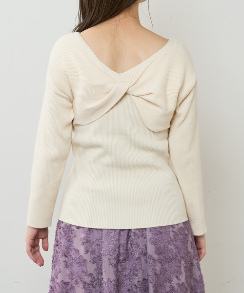 natural couture(ナチュラルクチュール)の「【WEB限定】2WAYねじねじカシュクールニット(ニット/セーター・レディース・ブラック/グレー/アイボリー/ピンクベージュ・FREE)」の14枚目の写真