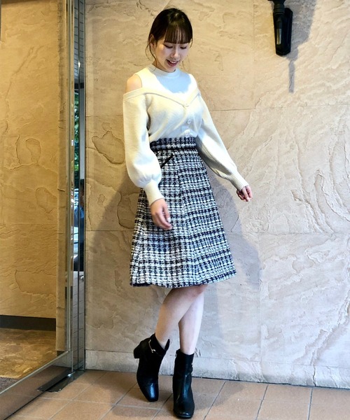 31 Sons de mode（トランテアン　ソン　ドゥ　モード）の「ラメツイードフレアスカート（スカート・レディース・ブラック/レッド/ラベンダー・38/36）」の12枚目の写真