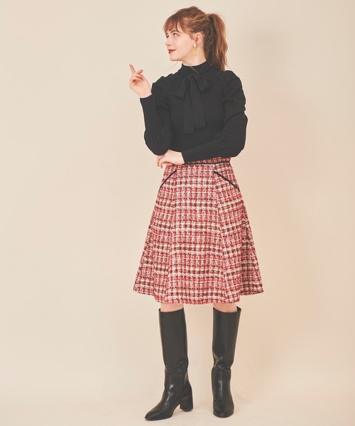 31 Sons de mode（トランテアン　ソン　ドゥ　モード）の「ラメツイードフレアスカート（スカート・レディース・ブラック/レッド/ラベンダー・38/36）」の20枚目の写真