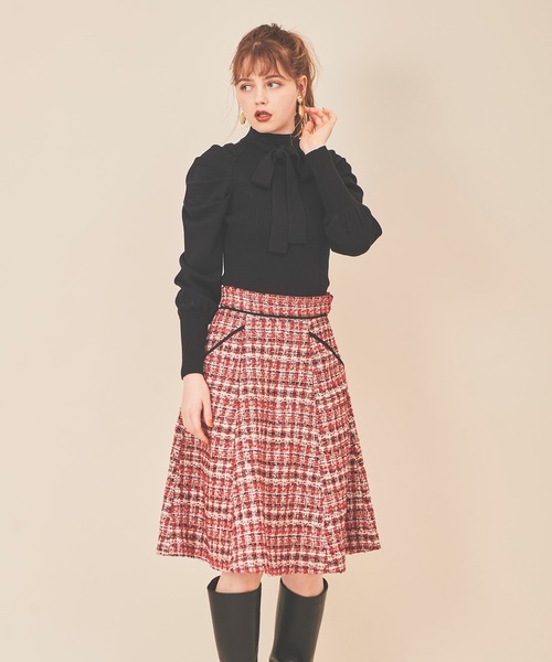 31 Sons de mode（トランテアン　ソン　ドゥ　モード）の「ラメツイードフレアスカート（スカート・レディース・ブラック/レッド/ラベンダー・38/36）」の22枚目の写真